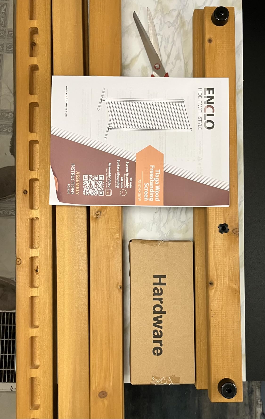 Enclo Slatted Freestanding/Surface Mounted Privacy Screen, Cedar Wood | 6ftH x 3ftW, Slatted, 1 Panel, Great for Balconies, Patios, or Decks customer photo 1