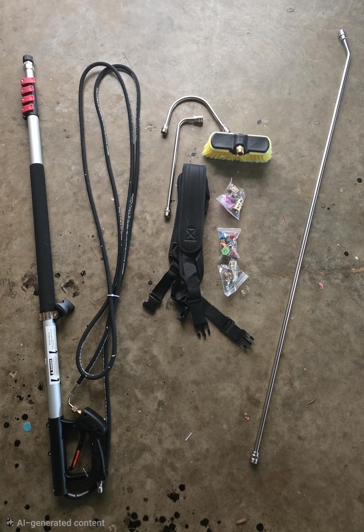 PWACCS 24 FT Pressure Washer Telescoping Wand, Telescopic Extension Wand | Power Washer Spray Wands, Gutter Cleaner Attachment with Support Belt & 7 Nozzle Tips, Brush Head, 4000 PSI customer photo 2