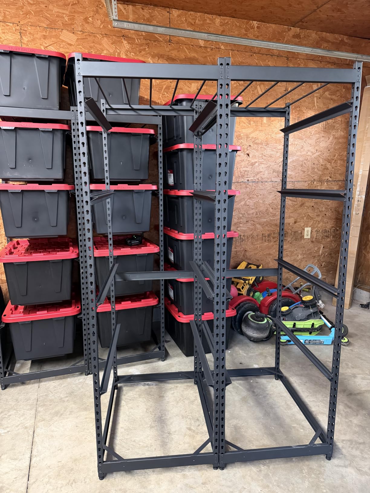 27 Gallon Storage Bin Rack Organizer, Heavy-Duty Tote Storage Rack, 5-Tier Standing Storage Bin Shelves, 250 lb Capacity, Maximize Space for Garage, Warehouse, Utility, 2 Pack (Totes Not Included) customer photo 1