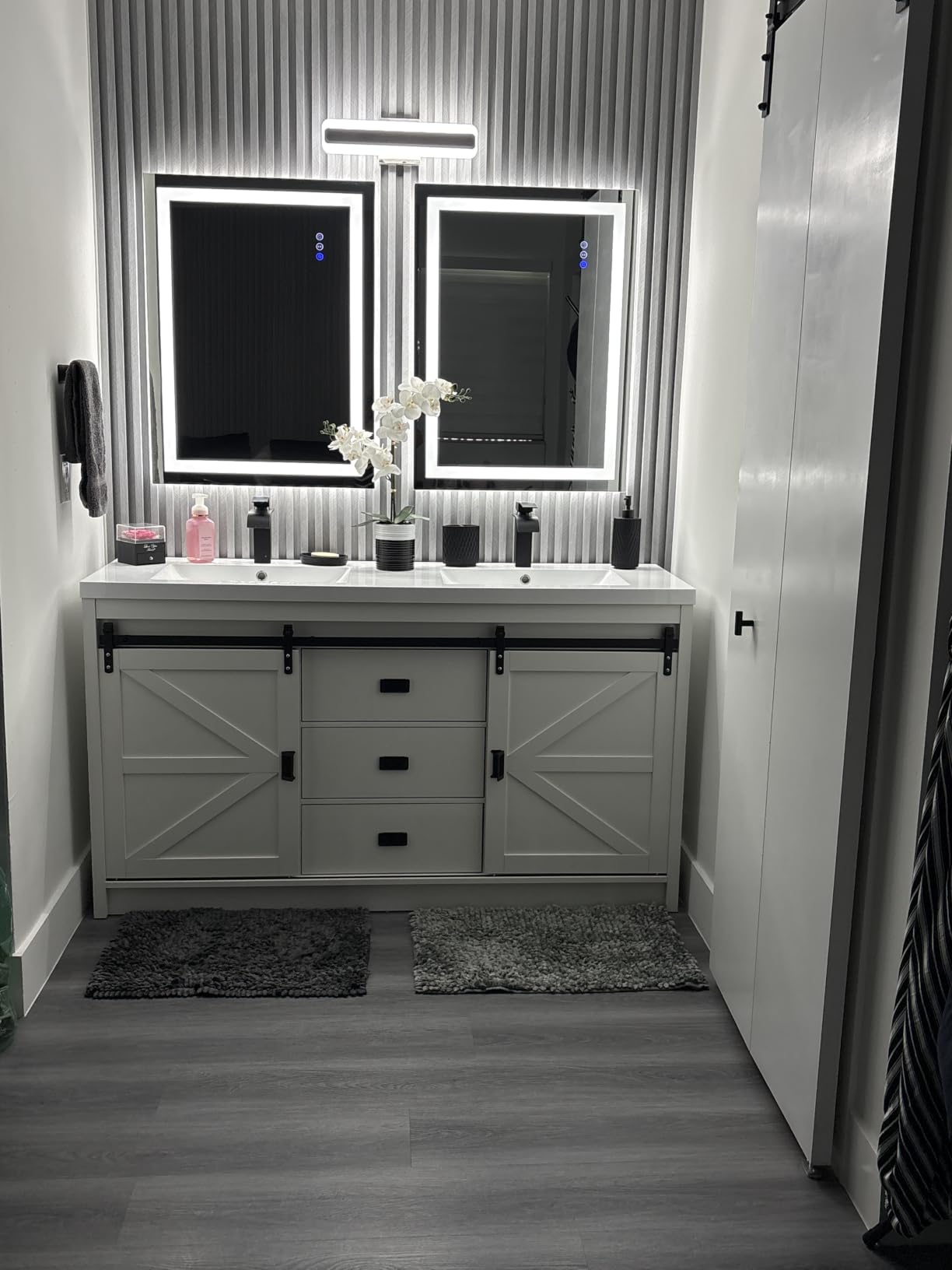 Double Bathroom Vanity with Sink & Faucet & Sewer Pipes, 59
