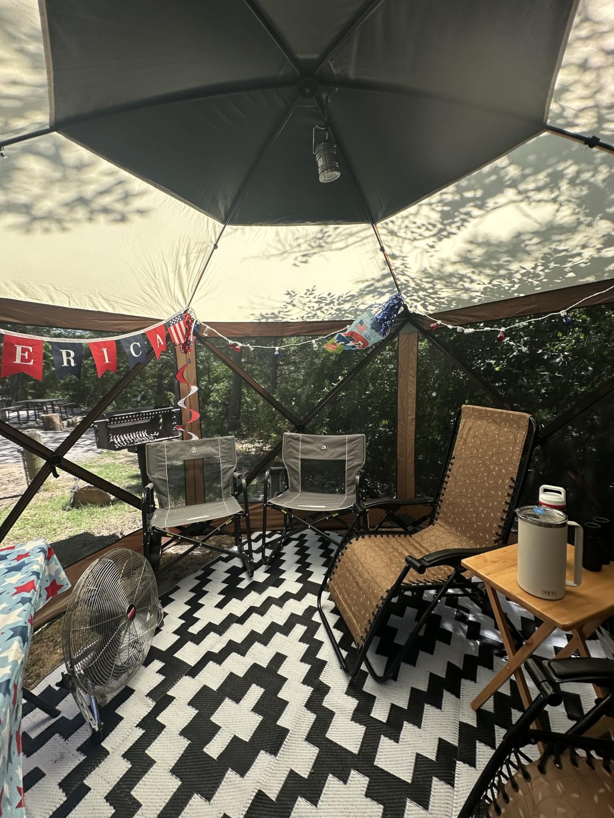 Aoxun 12x12ft Pop Up Canopy Tent, Camping Gazebo Screen Tent, Brown | 6-Sided Pop Up Canopy Tent, Mesh Windows, Carry Bag & Stakes, for Patio Lawn Backyard, Easy Setup, UV Protection customer photo 2