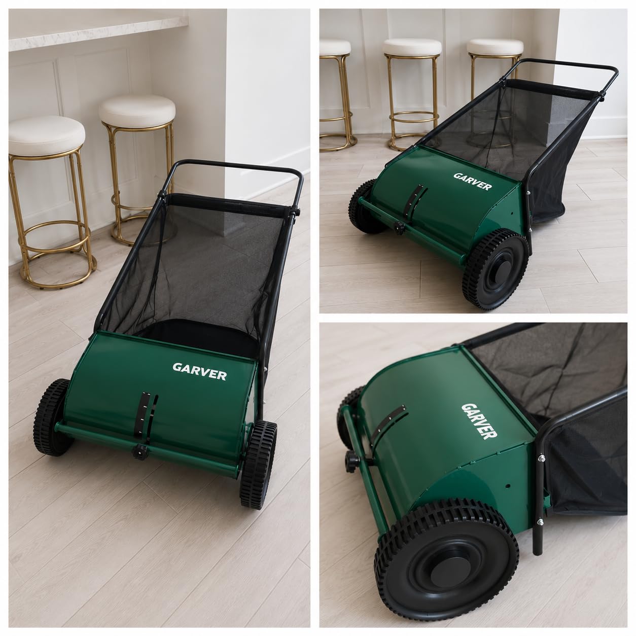 Garvee Push Lawn Sweeper,26-Inch Width Enhanced 4-Brush System with Large 7 cu. ft. Hopper Bag, Ideal for Yard and Garden Cleanup, Green customer photo 1