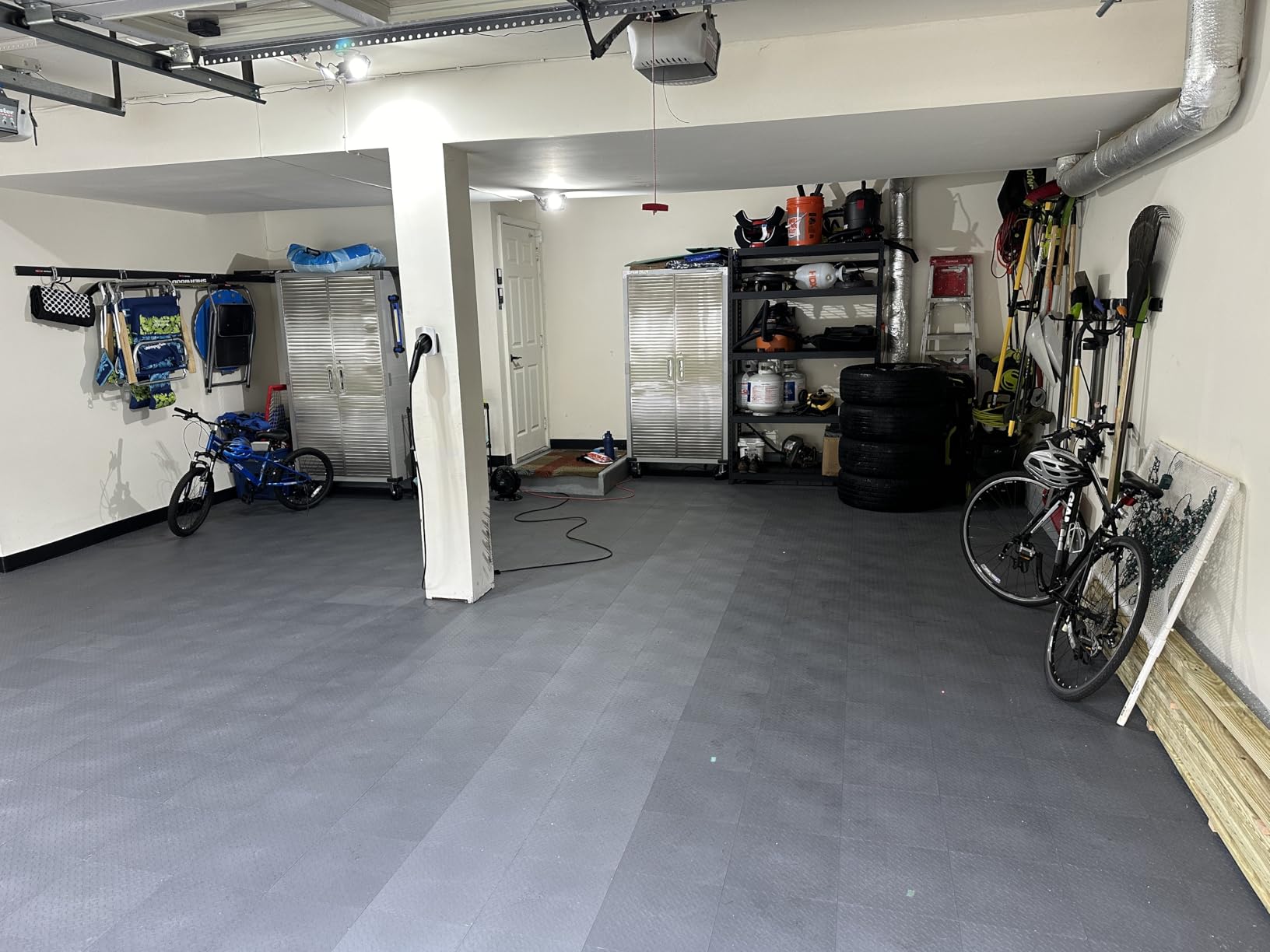 Garage Floor Tiles Interlocking Garage Flooring Tiles Pack of 48 Antislip Oil and Stain Resistant for Garages Shop Floors Basements 40000 LBS Load Capacity (Black, 12 inch x 12 inch, Drain Tiles) customer photo 2