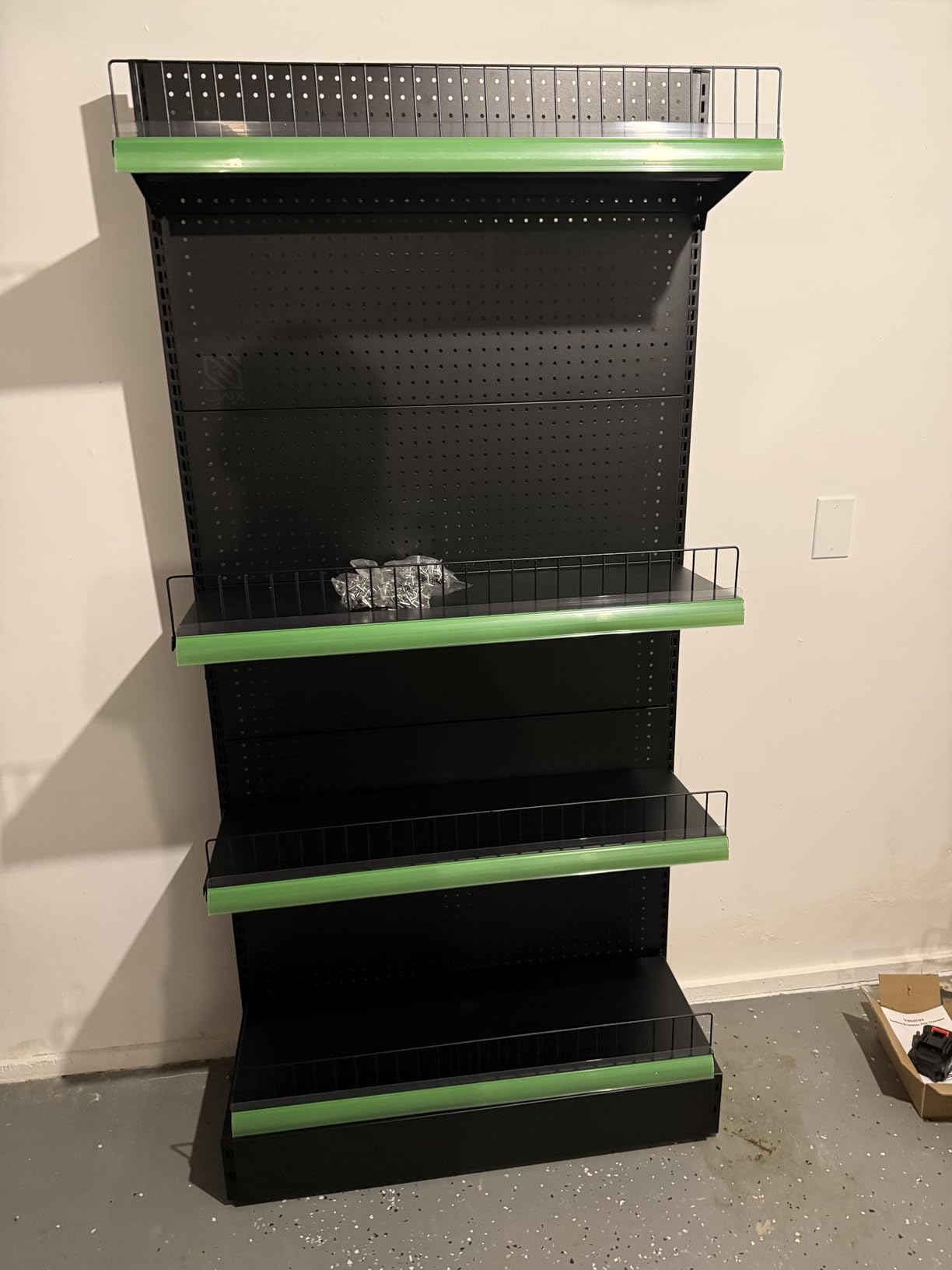 JWX Heavy-Duty Gondola Shelving, 4-Tier Pegboard Display Stand, 30 Hooks customer photo 1