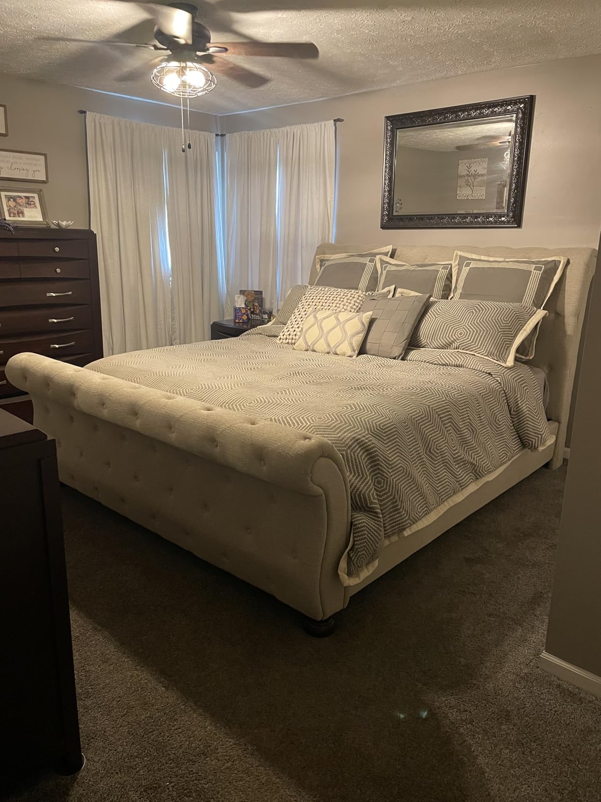 Madison Park Signature King Comforter Set Removable Duvet Insert Ivory 9PC | Luxury Jacquard Comforter, Oversized Overfilled Bedding, Hand-Guided Embroidered Texture Accents, All Season Bed Set customer photo 2