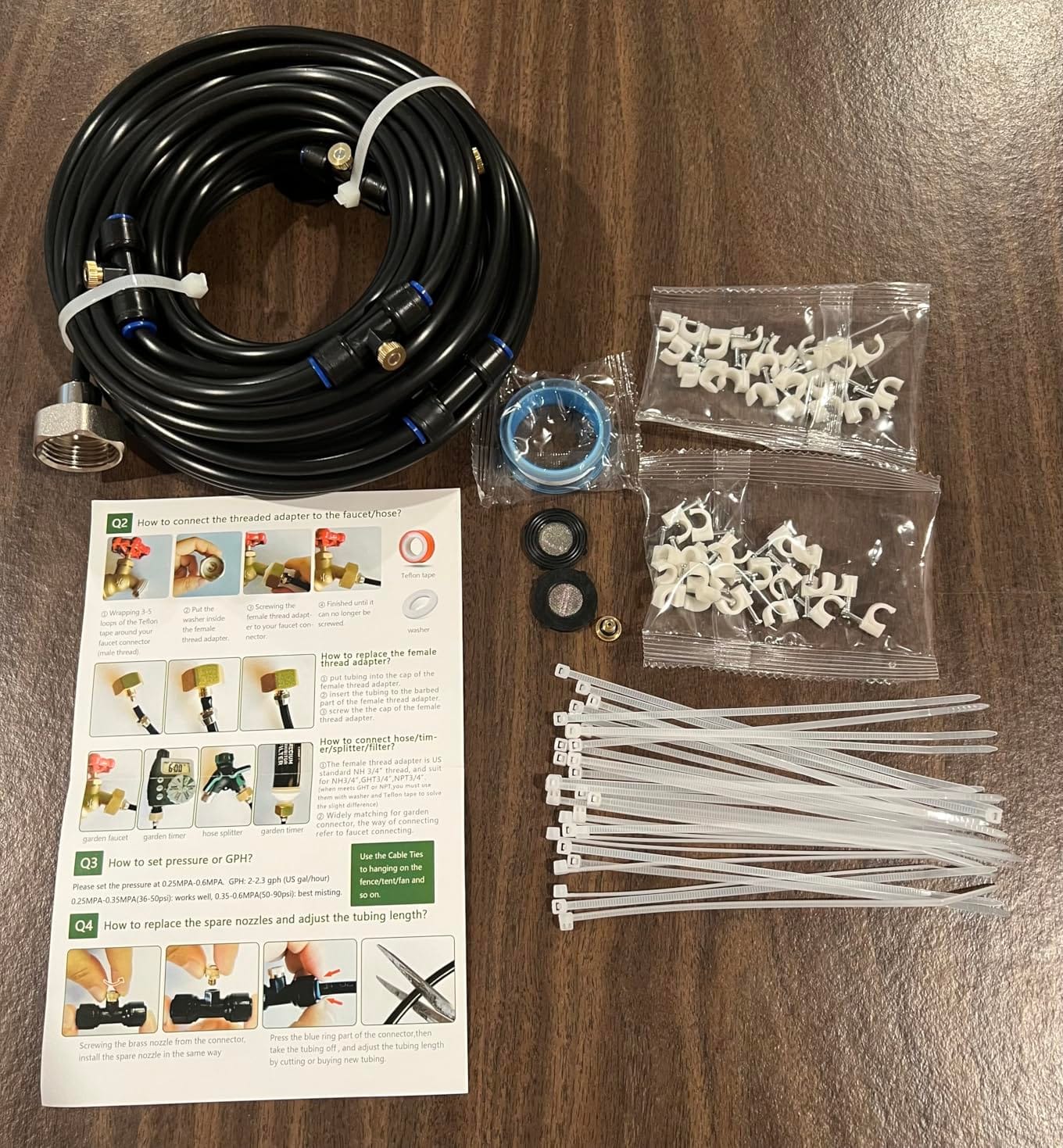 Mellbree Misters for Outside Patio 60FT/18M, Pre-Assembled Misting Cooling System with 19 Brass Nozzles & 3/4