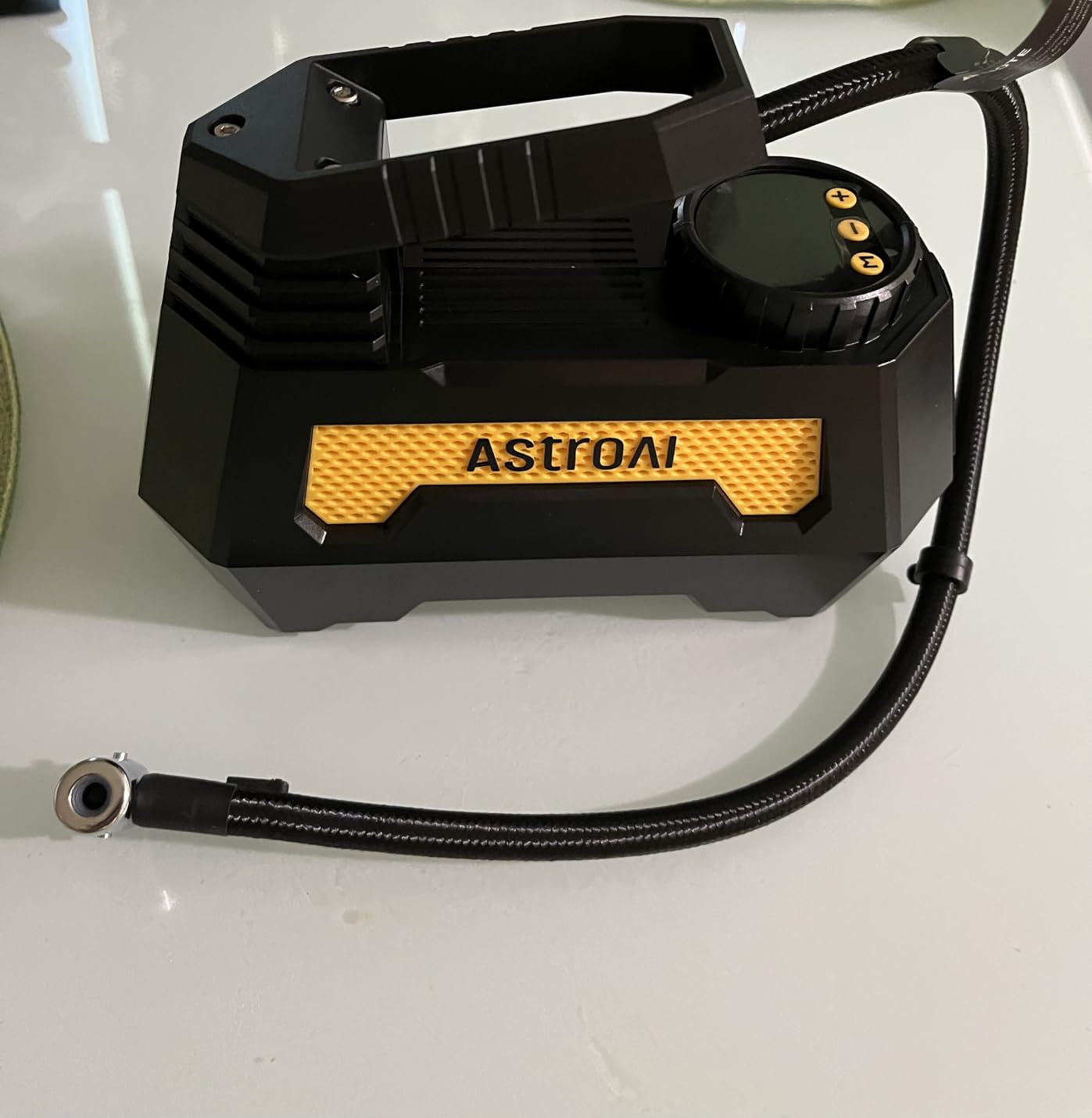 AstroAI H2 Pro Cordless Tire Inflator Portable Air Compressor 12VDC Battery | Dual Power Supply Auto Shut-Off Digital Pressure Gauge Fast Inflation Air Pump for Cars Motorcycles Bikes Ball Gift Yellow customer photo 1