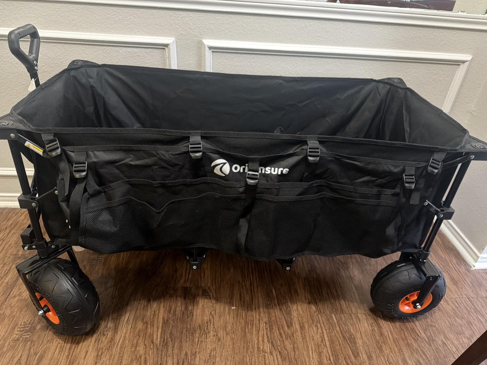 Originsure 300L Collapsible Beach Wagon with Balloon Wheels, 560lbs, Black | 48