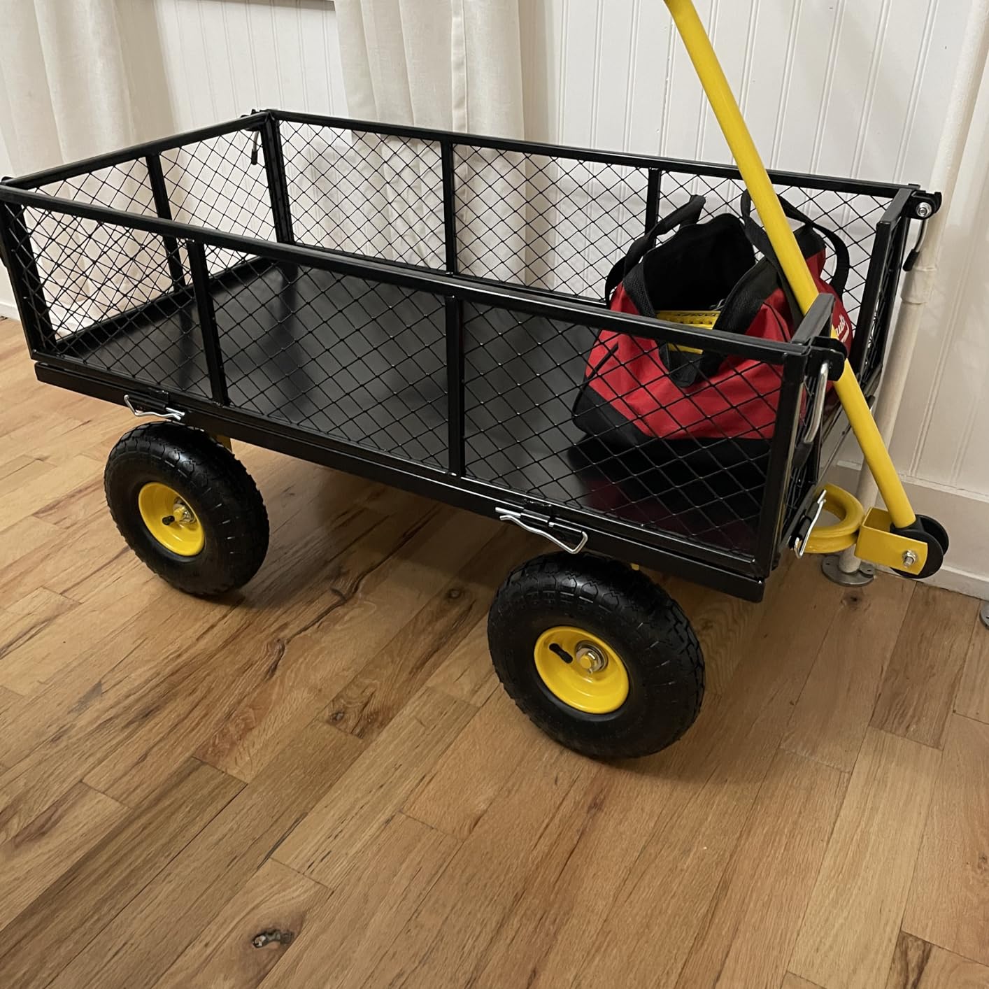 VEVOR 500 LBS Steel Garden Cart with Work Seat, Heavy Duty Garden Wagon Cart on Wheels, Outdoor Metal Utility Yard Wagon Gardening Stool with 10 inch Flat Free Tires customer photo 2