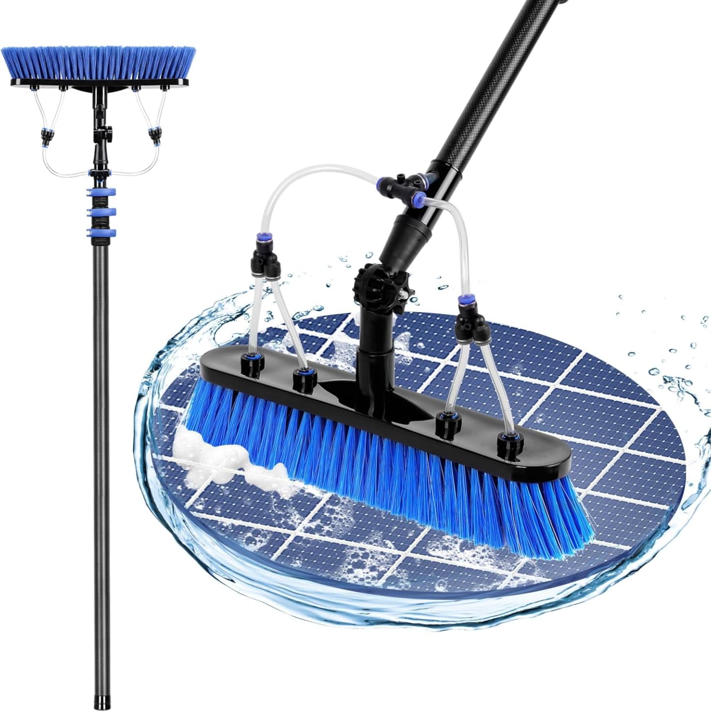 24ft Water Fed Pole Kit with Carbon Fiber Extension Pole | Solar Panel Cleaning Brush, Lightweight Telescopic Pole Window Cleaning Kit Solar Panel Cleaner Brush for High Reach Window customer photo 1