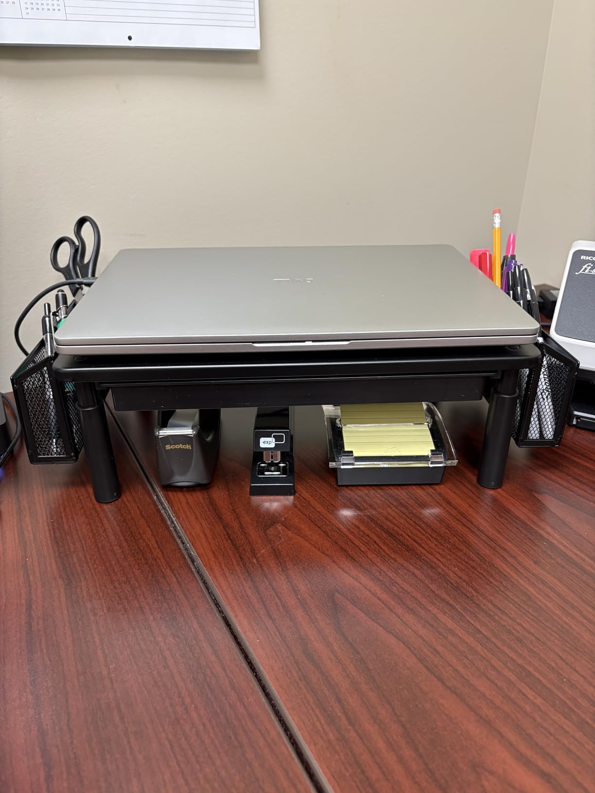 WALI Desk File Organizer, 4 Tier Desktop Paper Letter Tray Organizer with Drawer and 2 Pen Holders, Office Desk Accessories & Workspace Organizers for Office, Home Supplies(DO005DH-B), 1 Pack, Black customer photo 2