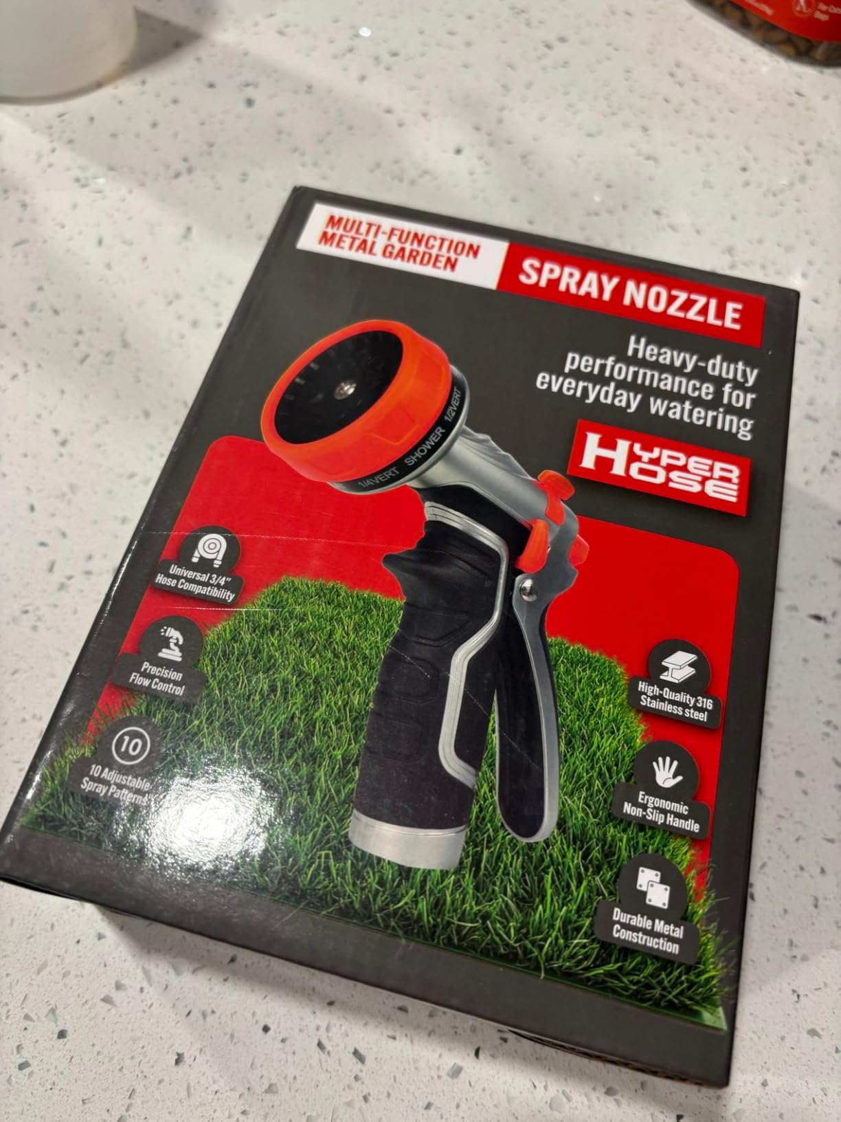 Heavy-Duty Metal Garden Hose Nozzle Sprayer- 316 Stainless Steel - High-Pressure 120 PSI - Multi-Function Spray with Ergonomic Handle - 10 Way customer photo 1