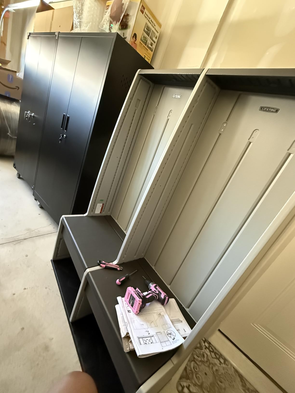 LIFETIME Storage Locker, Freestanding Cabinet with Benches & Shoe Cubbies, Organizer with Metal Hooks, UV‑Protected Weather‑Resistant customer photo 1