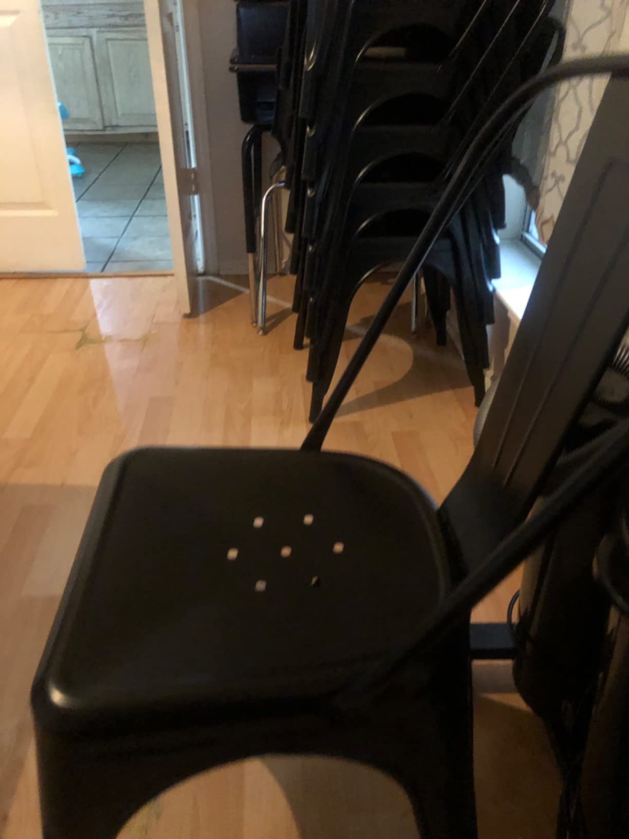 COSTWAY Stackable Metal Dining Chairs Set of 4 with Back, Indoor & Outdoor customer photo 1