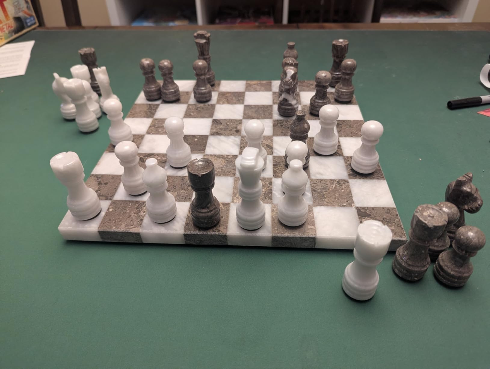 Marble Chess Sets for Adults 12 Inch White & Travertine | Luxury Stone Chess Board Game with 32 Chess Pieces & 2 Extra Queens Handmade Decorative Chess Set Premium Home Decor Gift customer photo 1