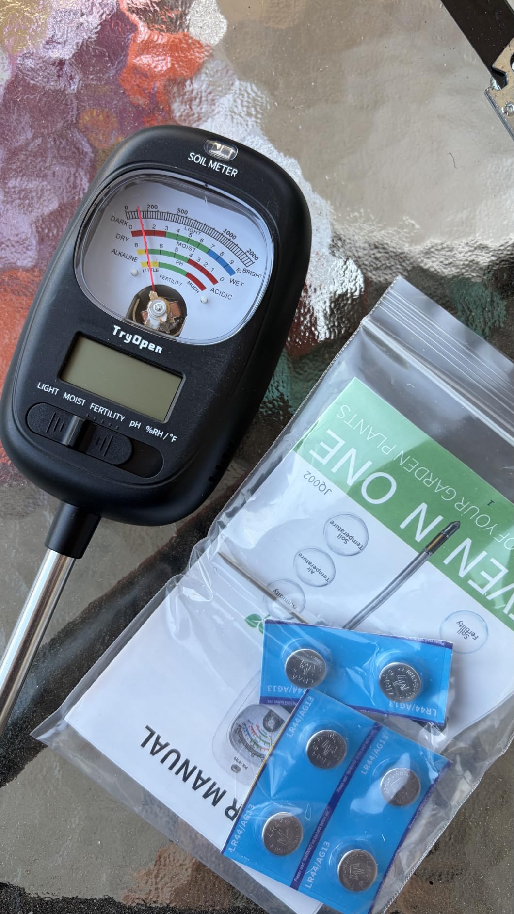 7-in-one Soil Test Kit, Soil Moisture Meter/PH Meter/Sunlight Intensity/Fertility Soil Tester, LCD Display Air & Soil Hygrometer Temperature for Hous Plants Garden, Farm, Lawn Care Moisture Meter customer photo 2