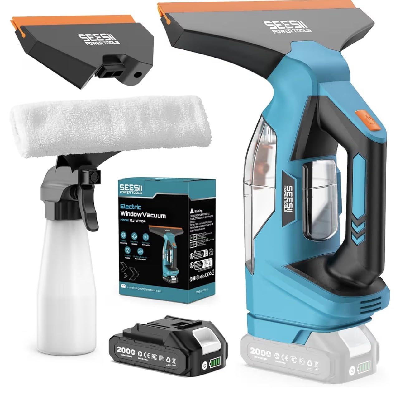 SEESII Cordless Window Vacuum Squeegee Streak-Free for Mirrors Glass Tiles | 11