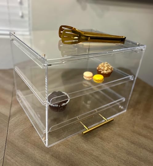 2 Tier Acrylic Bakery Display Case Countertop with Upward Sliding Rear Door customer photo 1