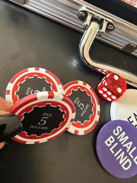 500PCS Chips Professional Poker Chip Set with Aluminum Case, 11.5 Gram Composite Clay Chips, 2 Decks of Cards, 5 Dice & Dealer Button - Perfect for Texas Holden, Blackjack, Casino Night customer photo 2