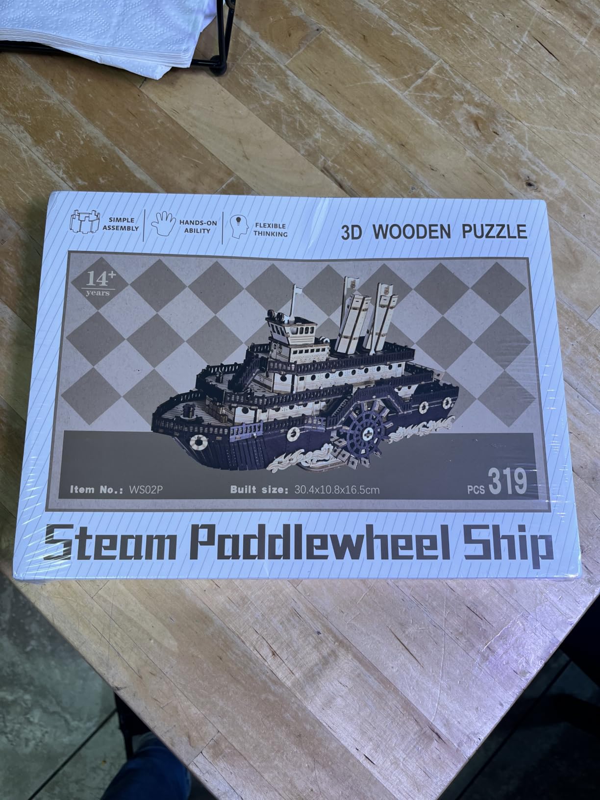 3D Wooden Puzzles for Adults, Paddle Steamer Ship Model Kit, Desk Décor, Gift | Wooden Ship Model, Paddle Steamer, Steam Boat, No Glue Required, Rotating Wheel, Desk Decor, Home Decor, Gift for Men, 319 PCS customer photo 2