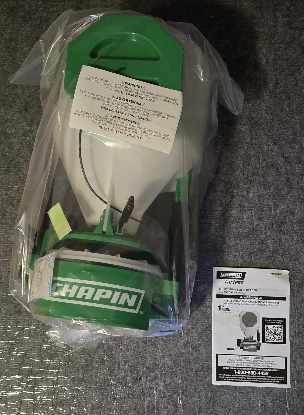CHAPIN 8700G TurfPro Chest Mounted Spreader for Hard-to-Reach Lawn Areas | 35-lb capacity enclosed hopper, adjustable flow control and side baffle for dry material handling and targeted distribution customer photo 2