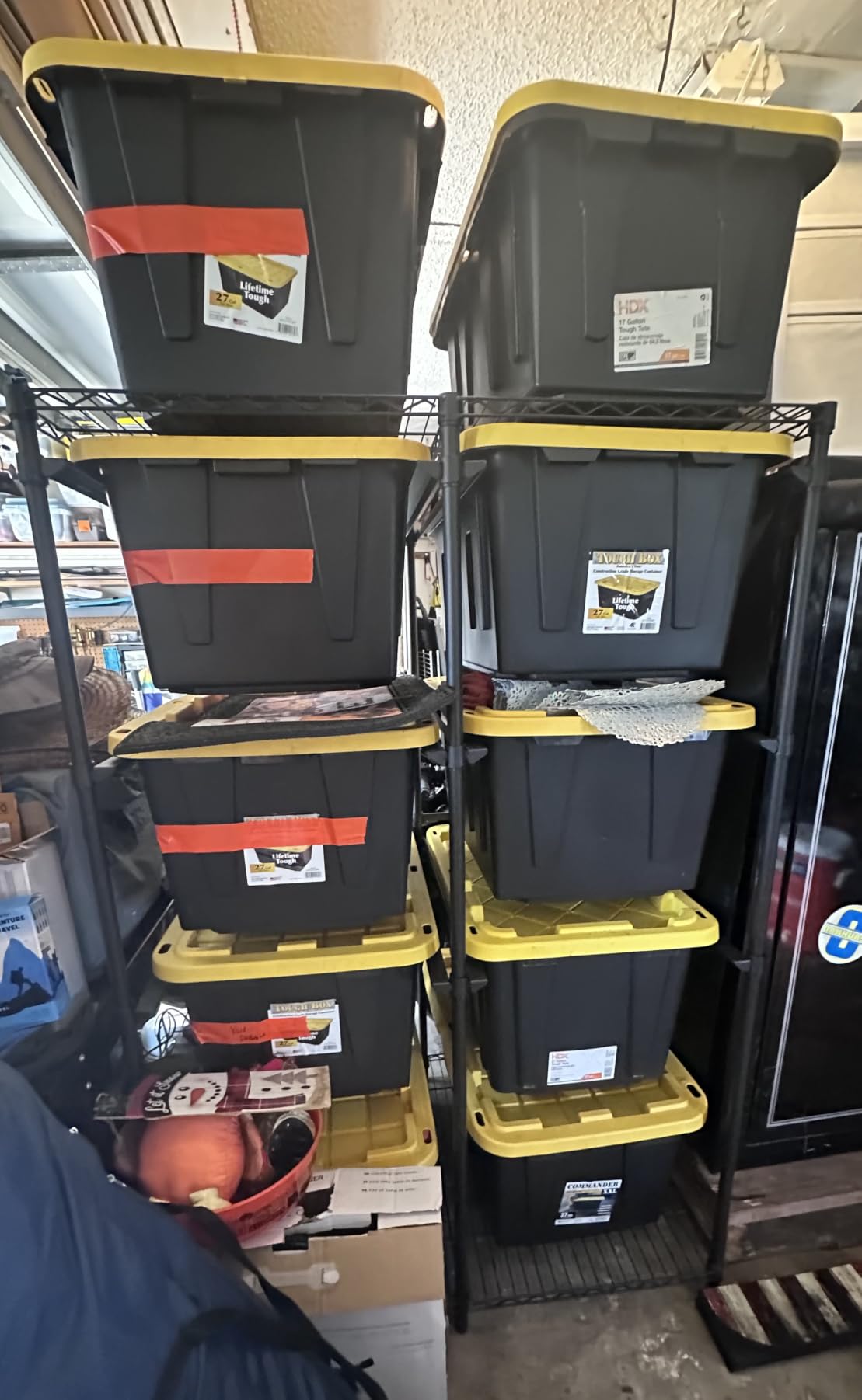 CleverMade 27 Gallon Tote Storage Rack, 10-Bin Double Tower, 500 lb, Black customer photo 1