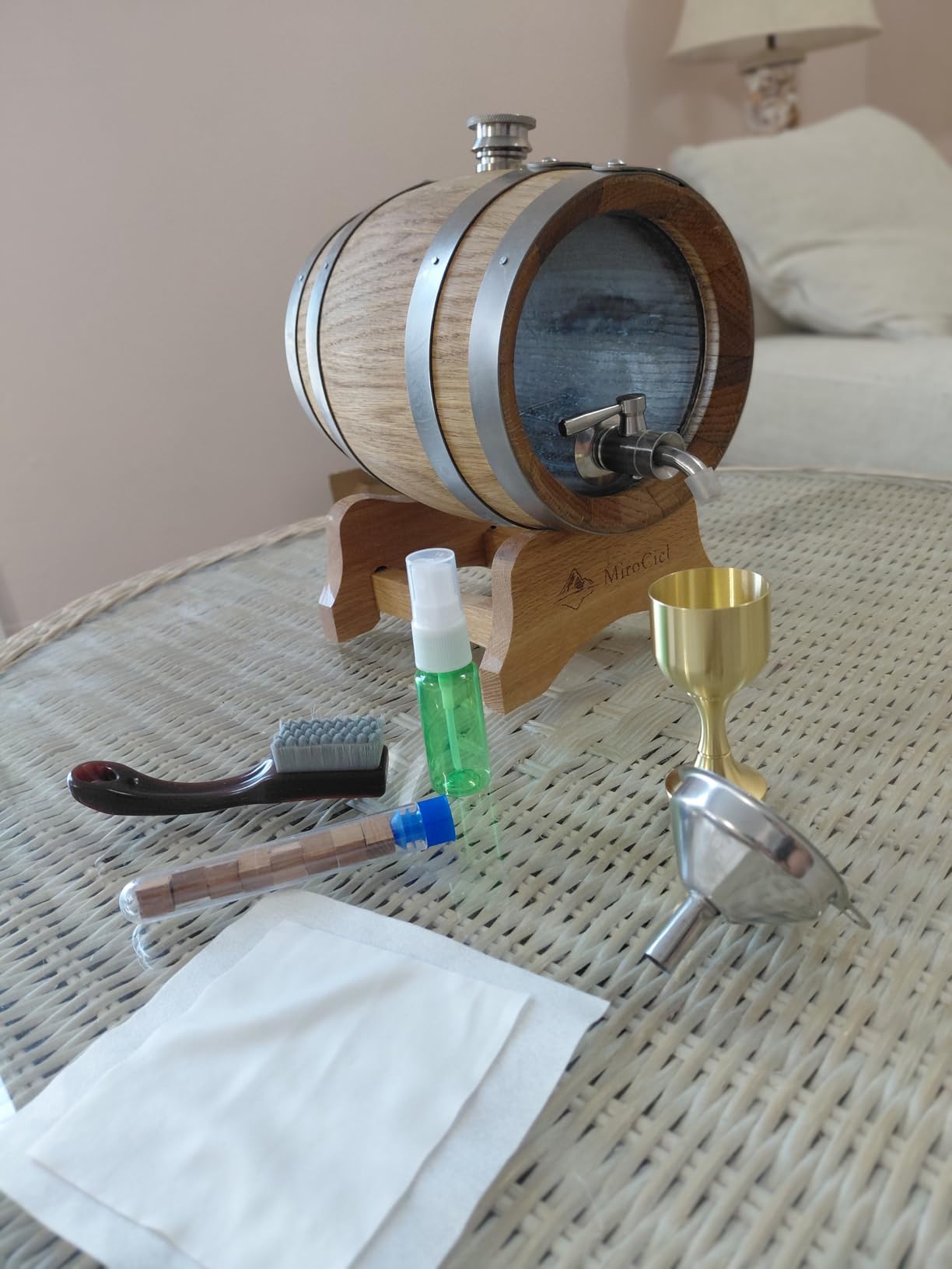 Whiskey Aging Barrel 3L Visualized Charred Oak | Mini Oak Barrel for Aging Whiskey & Bourbon, See-Through Glass Window, Table Top Dispenser with Stand Bung Spigot customer photo 1