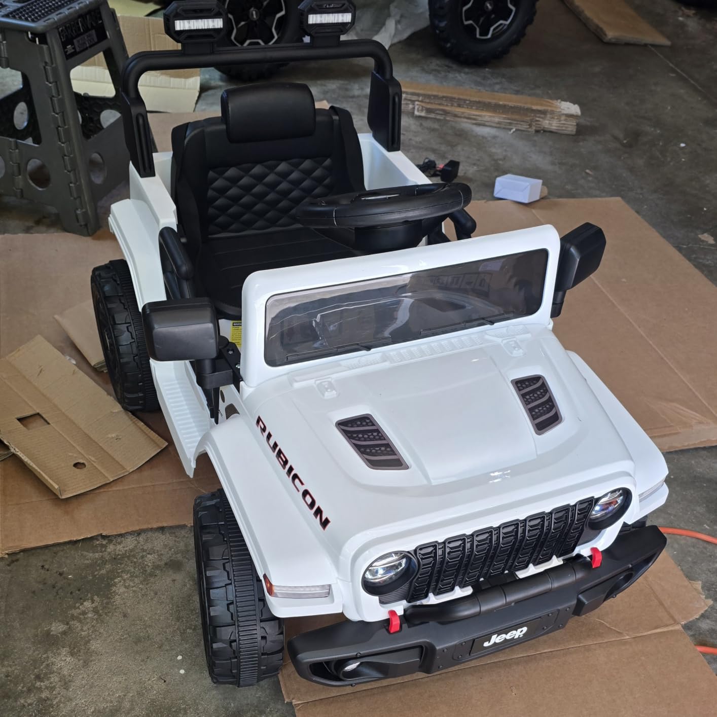 First Ride On 12V Licensed Jeep Wrangler Rubicon Ride on Jeep Electric Vehicle, Remote Control Electric Car for Kids W/LED Lights, Bluetooth, 3 Point Safety Belt, Treaded Tires (Pink) customer photo 1