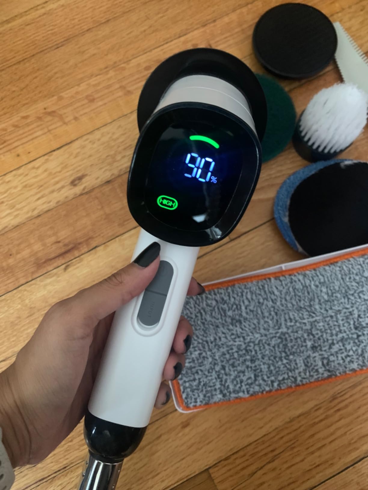 Electric Spin Scrubber for Bathroom: Shower Cleaner Brush with Long Handle | Dual Speed Power Cordless Cleaning Scrub | 7 Brush Heads IPX7 Waterproof Cleaner Tools for Bath Tub Tile Grout Wall Floor customer photo 1