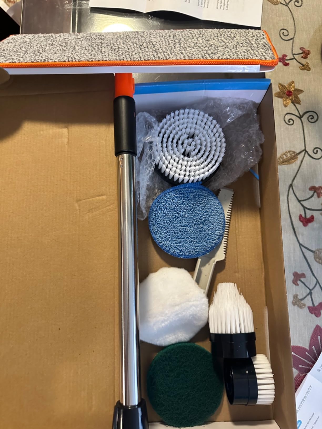 Electric Spin Scrubber for Bathroom: Shower Cleaner Brush with Long Handle | Dual Speed Power Cordless Cleaning Scrub | 7 Brush Heads IPX7 Waterproof Cleaner Tools for Bath Tub Tile Grout Wall Floor customer photo 2