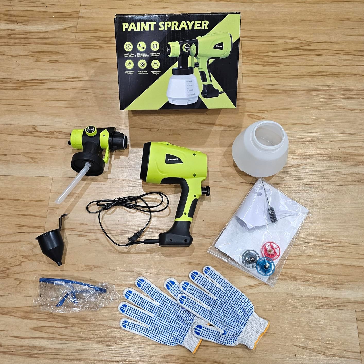 1000W Paint Sprayer - HVLP Electric Spray Paint Gun with 4 Copper Nozzles & 3 Patterns customer photo 1