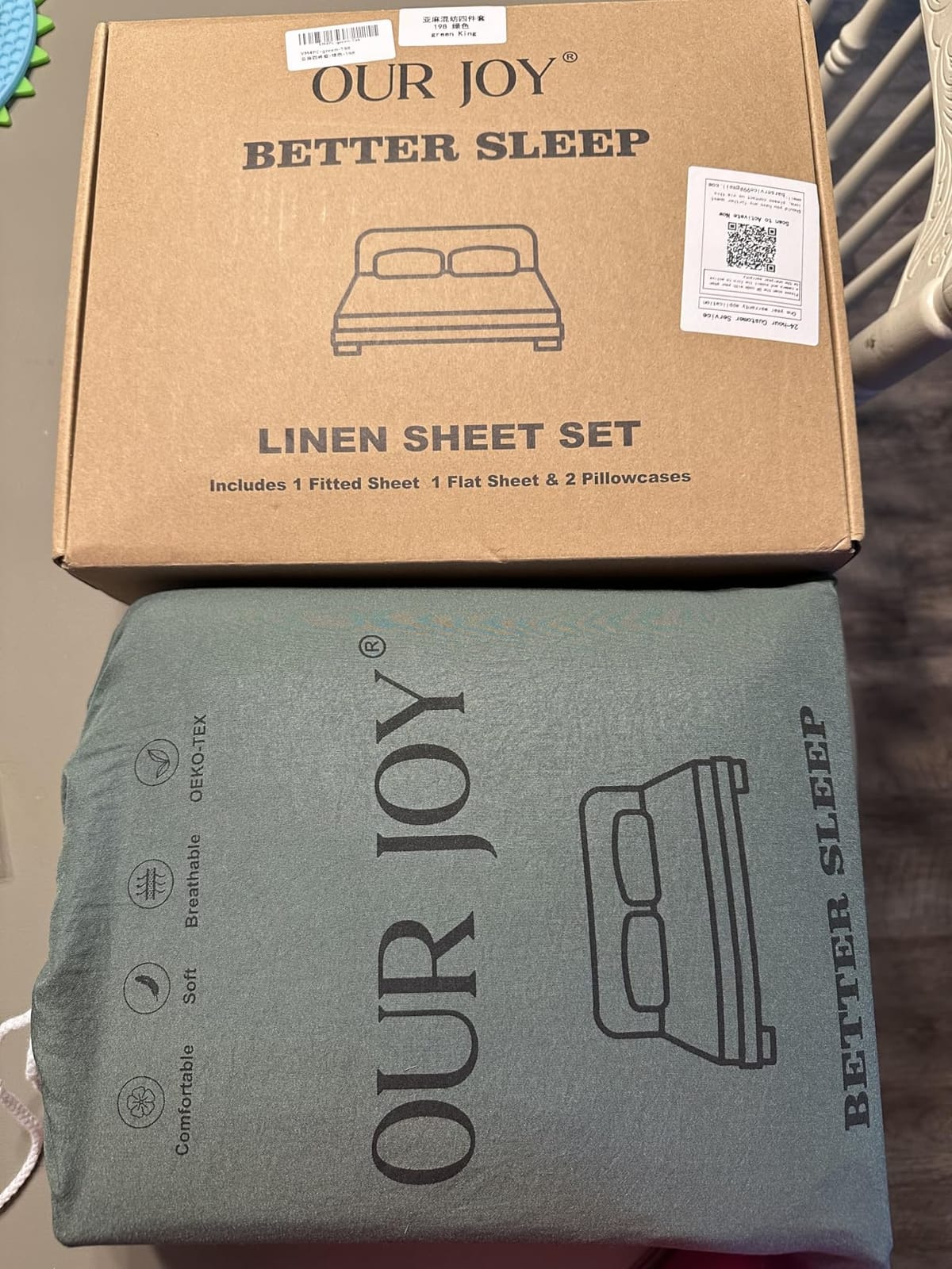 100% Pure Linen 4 Piece Sheet Set, Cooling and Breathable Flax Bed Sheets for Hot Sleepers, All Season Comfort, Anti-Tear and Durable Bedding, 18 Inch Deep Pocket (Natural Linen, King) customer photo 2