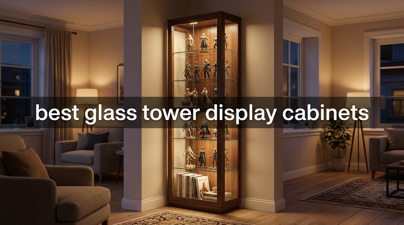 best glass tower display cabinets
