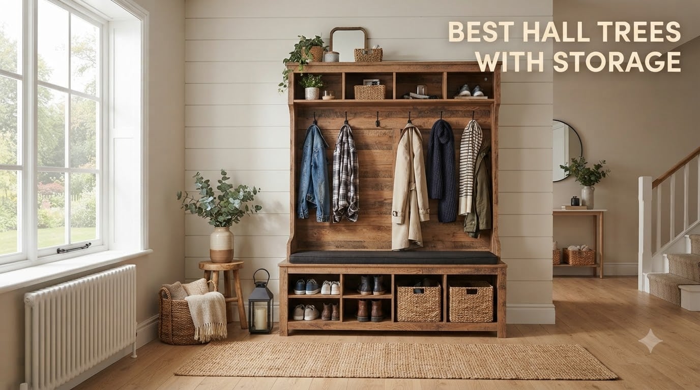 best hall trees with storage