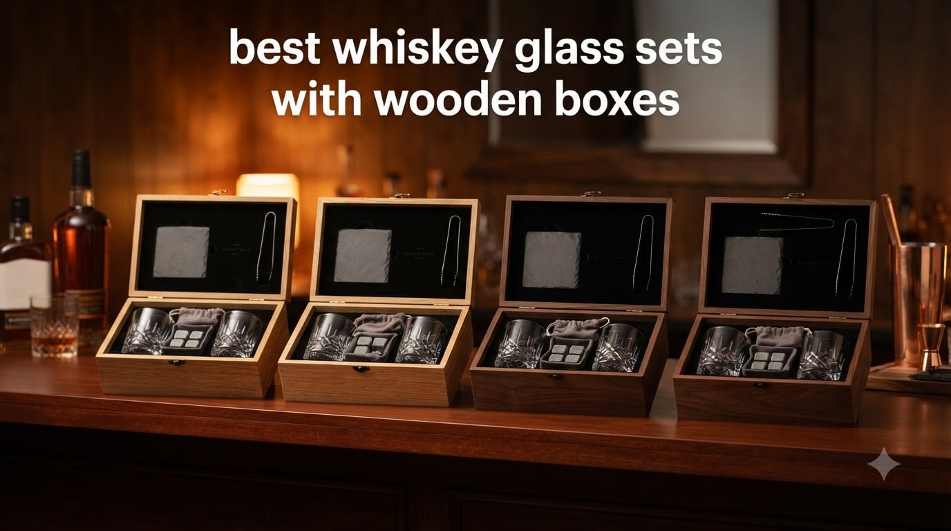 best whiskey glass sets with wooden boxes