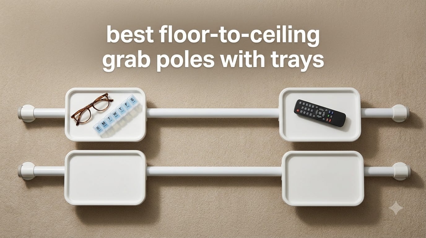 best floor-to-ceiling grab poles with trays