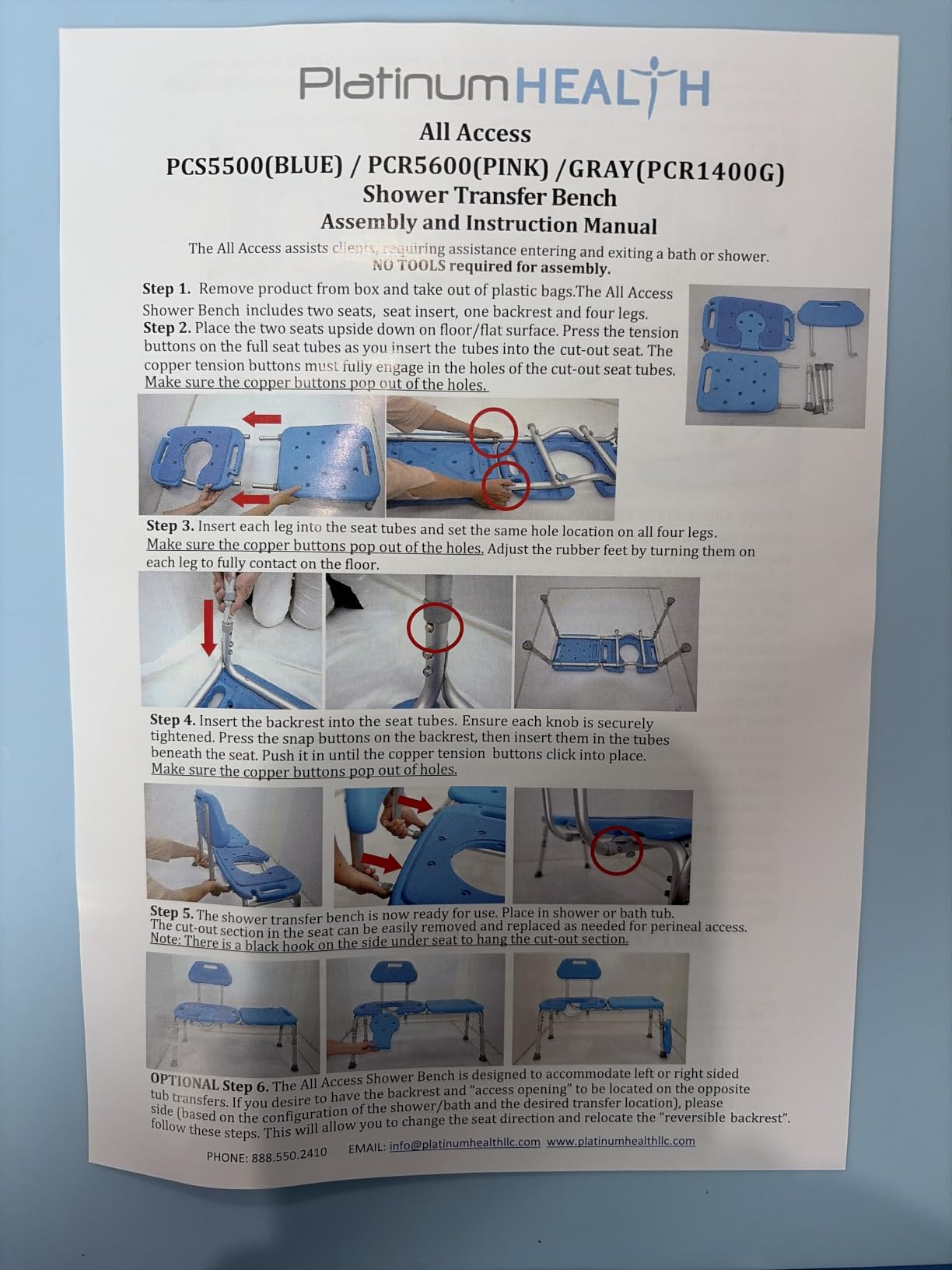 Platinum Health Bath Transfer Bench with Cutout Shower Seat, Deluxe All-Access Chair for Tub and Shower Transfers, Raised Toilet Seat for Seniors and Elderly, Adjustable Height, Includes Insert, Blue customer photo 1