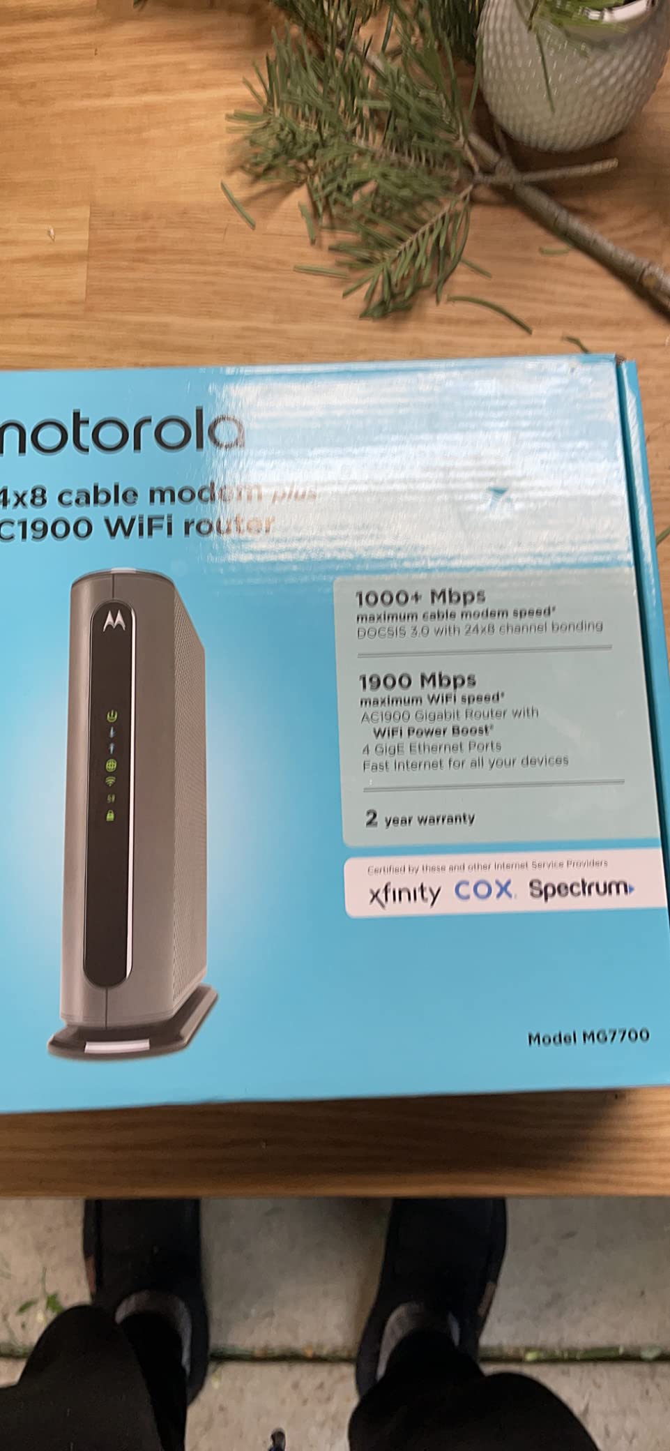 Motorola MG7700 Modem WiFi Router Combo with Power Boost | Approved by Comcast Xfinity, Cox and Spectrum | for Cable Plans Up to 800 Mbps | DOCSIS 3.0 + Gigabit Router customer photo 1