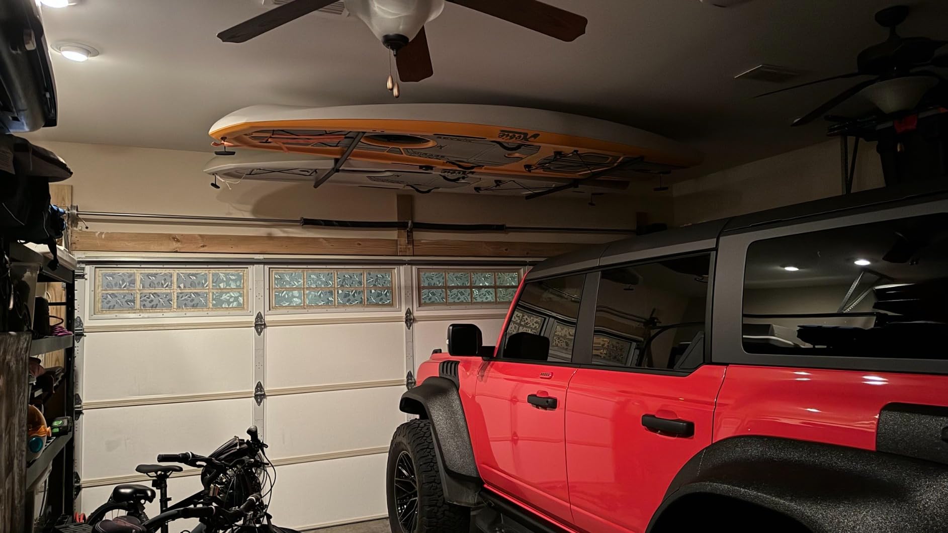 StoreYourBoard Adjustable Kayak Ceiling Rack – Hi Port 2 Garage Ceiling Kayak Hanger | Adjustable Overhead Kayak Storage for Recreational & Touring Kayaks | Garage Organization customer photo 1