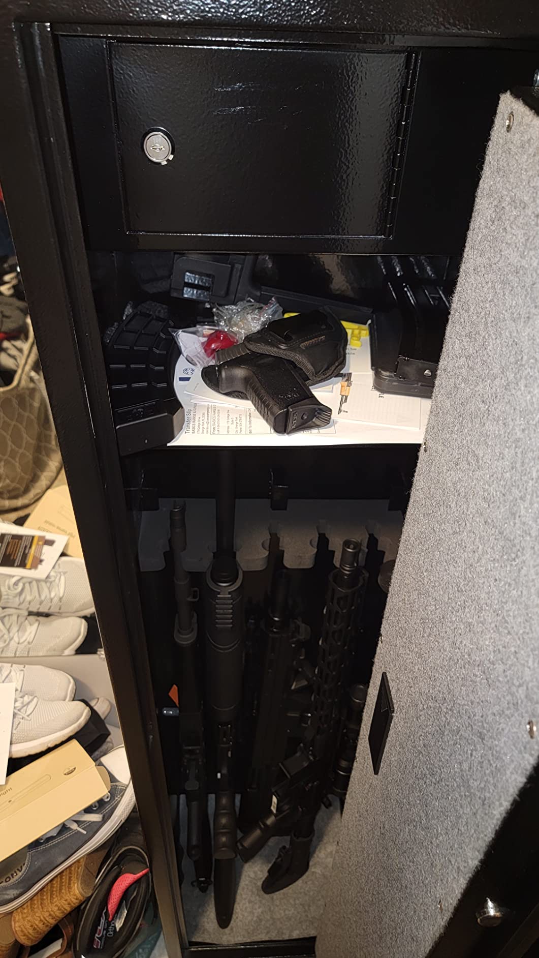 Langger V Biometric Rifle Gun Safe,Quick Access 5-Gun Large Improved Fingerprint Shotgun Security Cabinet for Rifle Shotgun w/o Scopes with Pistol Lock Box,Removable Storage Shelf (New Biometric Safe) customer photo 2