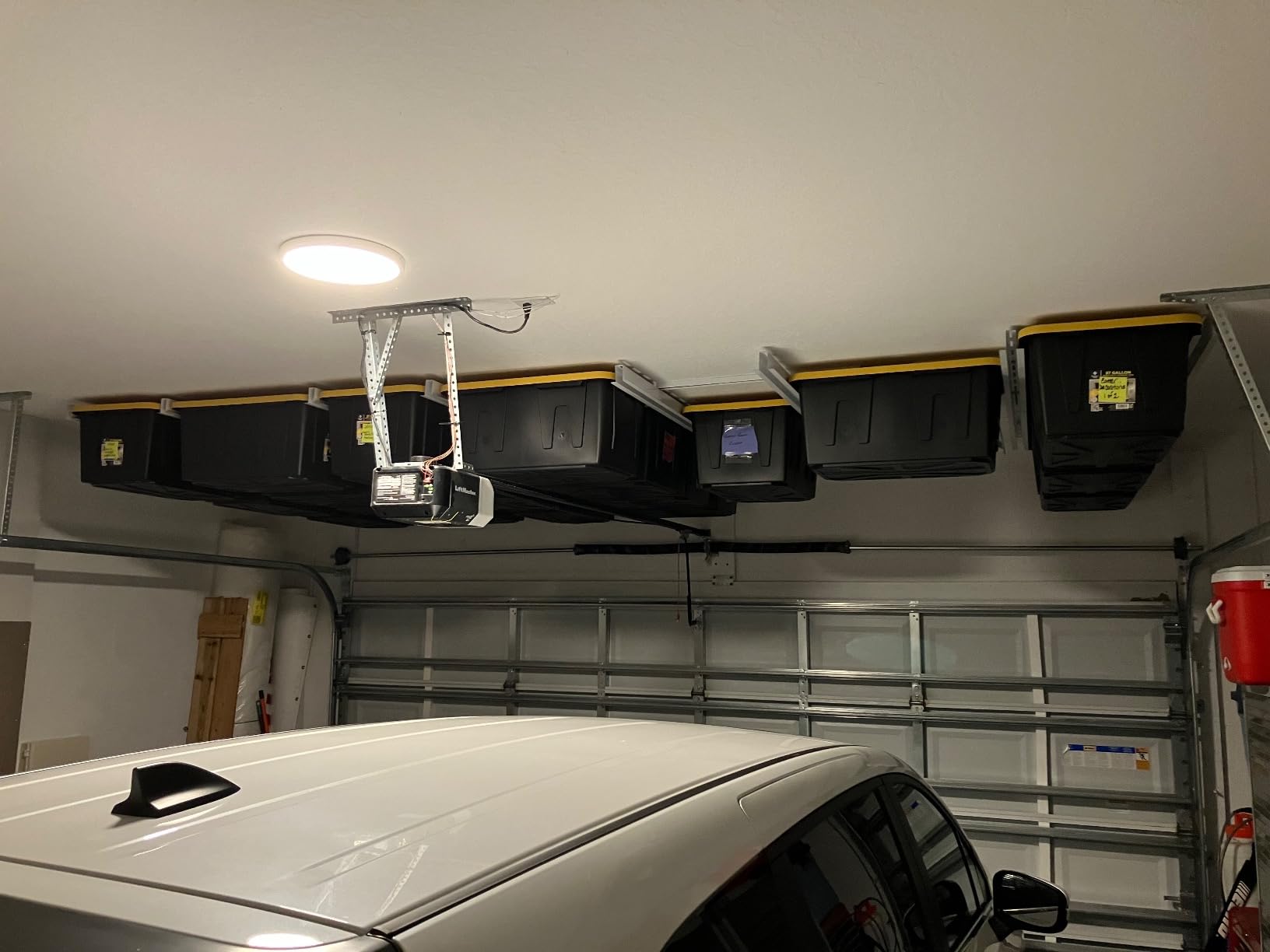 E-Z Garage Storage Tote Slide PRO – Made in USA Ceiling Tote Rack, 15 Totes customer photo 2