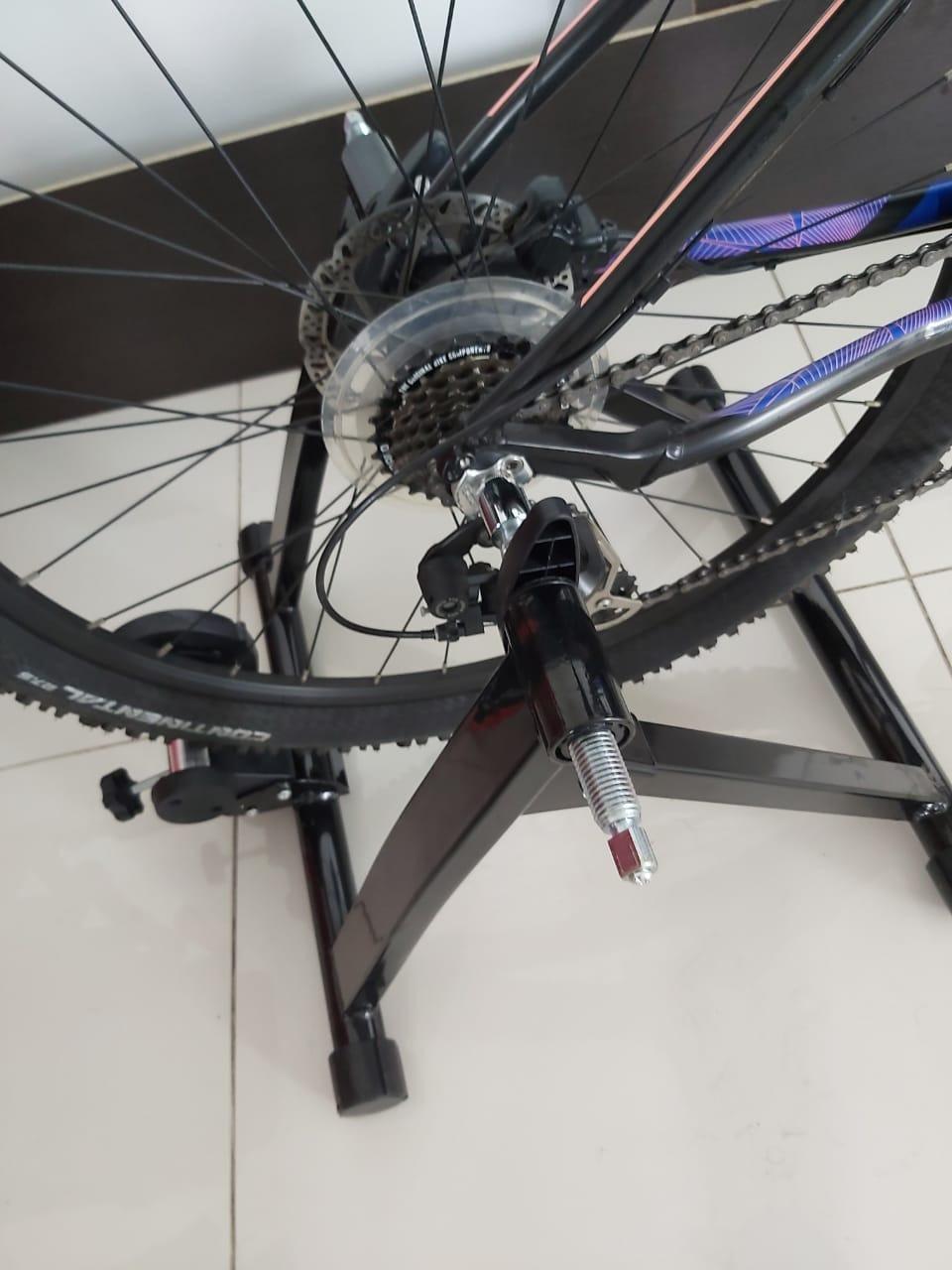 Goplus Bike Trainers for Indoor Riding, Folding Stationary Bike Stand with Magnetic Flywheel for Bicycle Cycling Training, 26’’ - 28’’ Wheels Road & Mountain Bikes customer photo 2