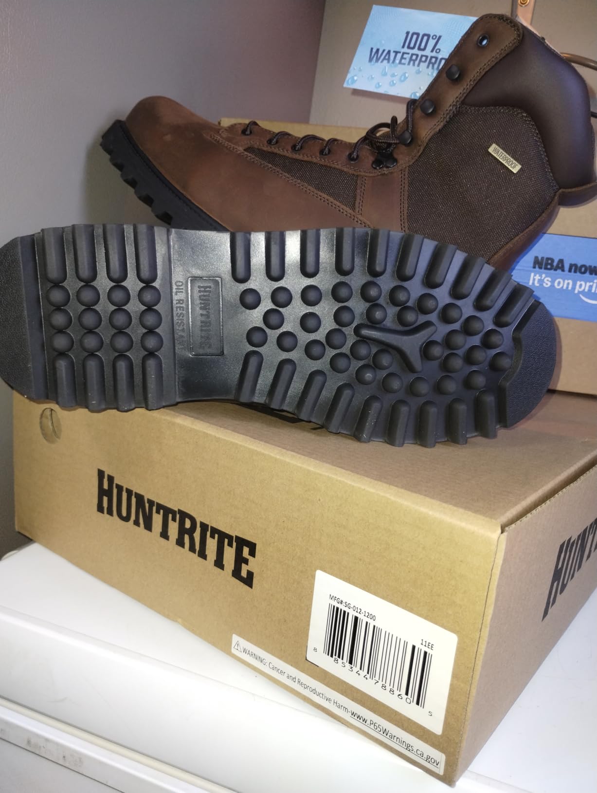 HUNTRITE Men's Insulated Waterproof Hunting Boots Non-Slip Shoes, 1200-gram, Brown customer photo 1