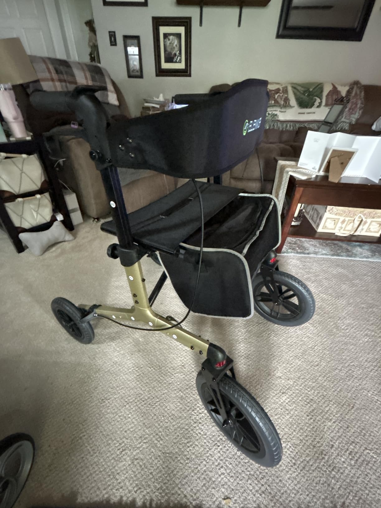 ELENKER All-Terrain Rollator Walker with Non-Pneumatic Tire 12” Front Wheels, Compact Folding Design for Seniors, Red customer photo 2
