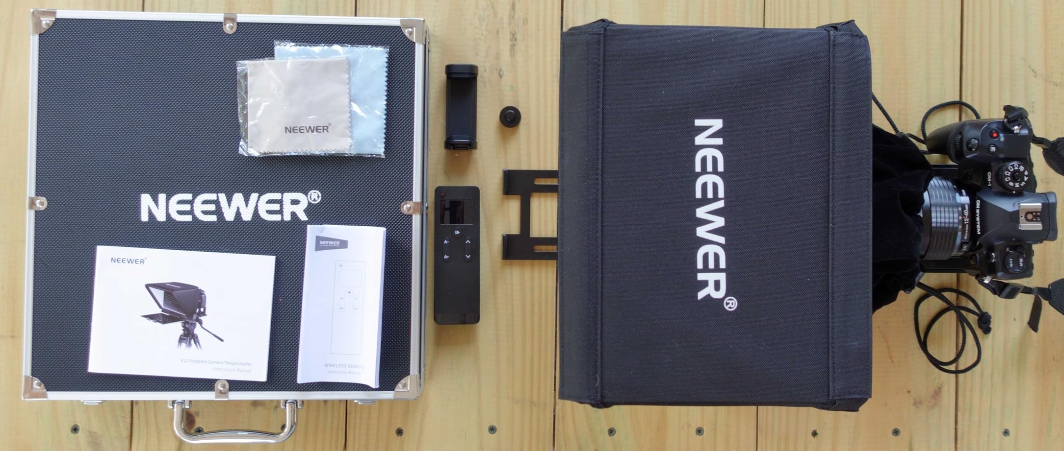 NEEWER X12 Aluminum Teleprompter with RT-110 Remote Control (Connected via Bluetooth on NEEWER Teleprompter App) & Carry Case, Compatible with iPad, iOS/Android Tablets, Smartphones, DSLRs (Black) customer photo 1