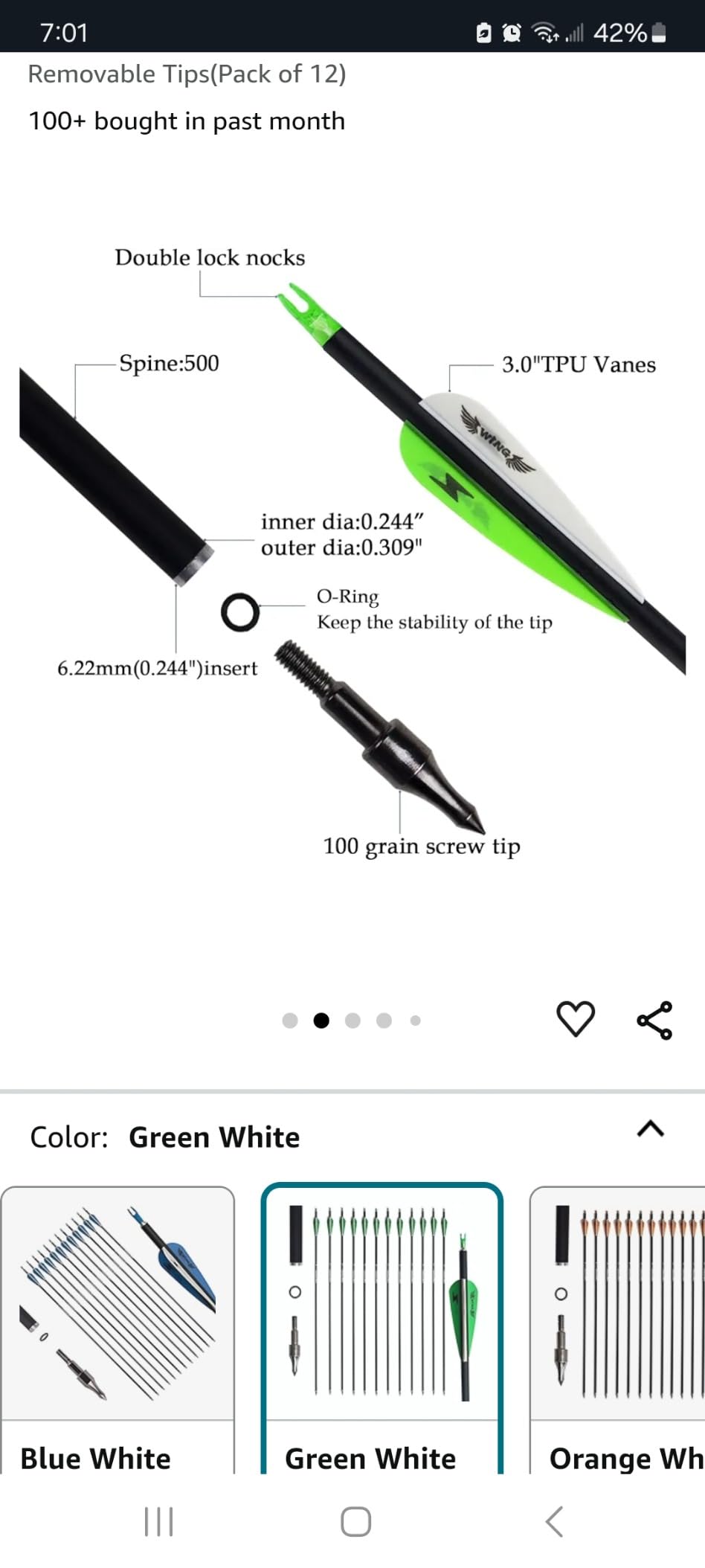 31inch Carbon Arrow Archery Targeting Practice Hunting Arrows for Compound & Recurve Bow with Removable Tips(Pack of 12) customer photo 1