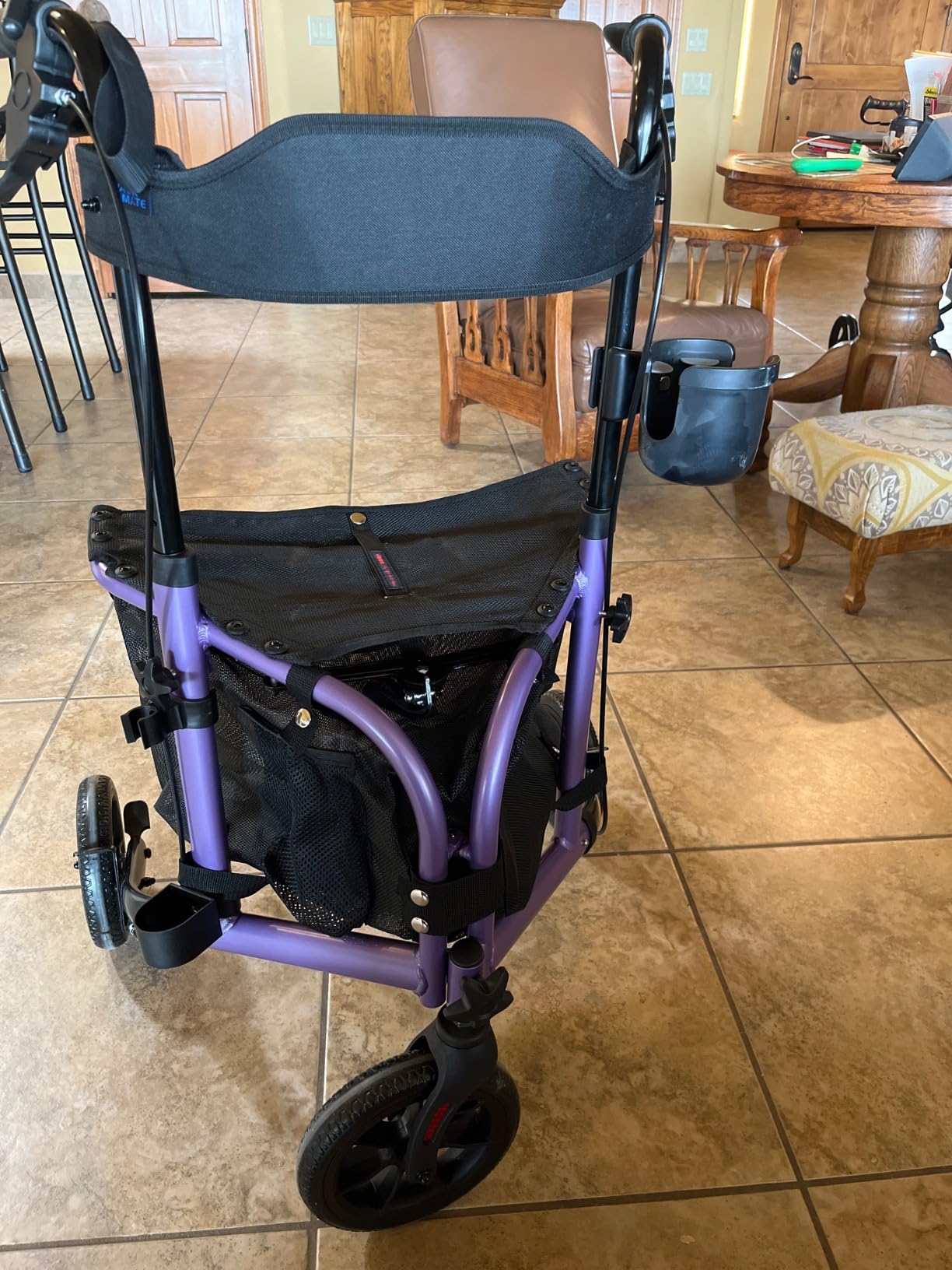 Walk Mate 3 Wheel Rollator Walker with Seat for Slim Seniors, Padded Backrest Lightweight Foldable Travel Walker Ideal for Elderly, 8 Inch Tri-Wheel Modern Mobility Walking Aid Aluminum, Green customer photo 1