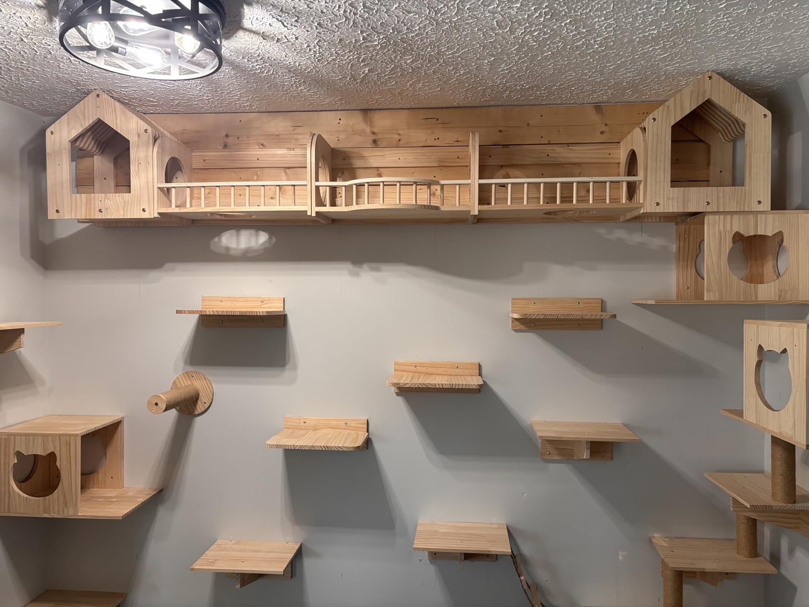 Cat Wall Shelves and Furniture Set with Condos, Perches, Bridge Ladders, Sisal Scratching Posts - Steps and Houses for Cats (B) customer photo 1