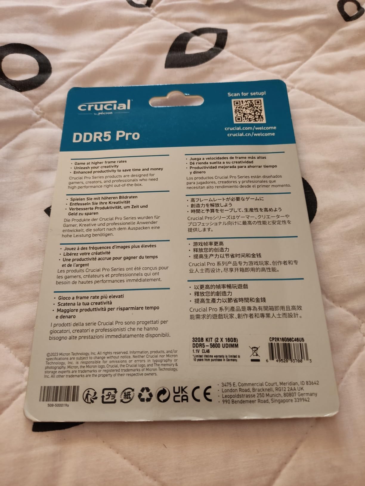Crucial Pro 32GB DDR5 RAM Kit (2x16GB), 5600MHz (or 5200MHz or 4800MHz) Desktop Memory UDIMM 288-pin, Compatible with 13th Gen Intel Core and AMD Ryzen 7000 - CP2K16G56C46U5 customer photo 2