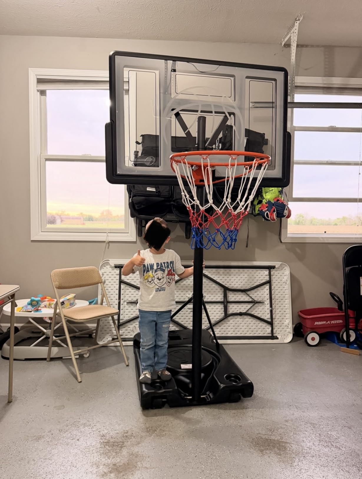 Yohood Basketball Hoop Outdoor, 4.4-10FT Adjustable Height Basketball Goal customer photo 1
